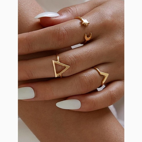 Anthropologie Jewelry - 3/$30 Gold Star & Moon Midi Knuckle Ring Set